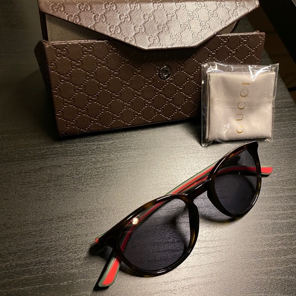 Gucci Sunglasses Green & Red Mens Tortoiseshell Brown/Black worn 4x W/Case/cloth - Picture 2 of 7